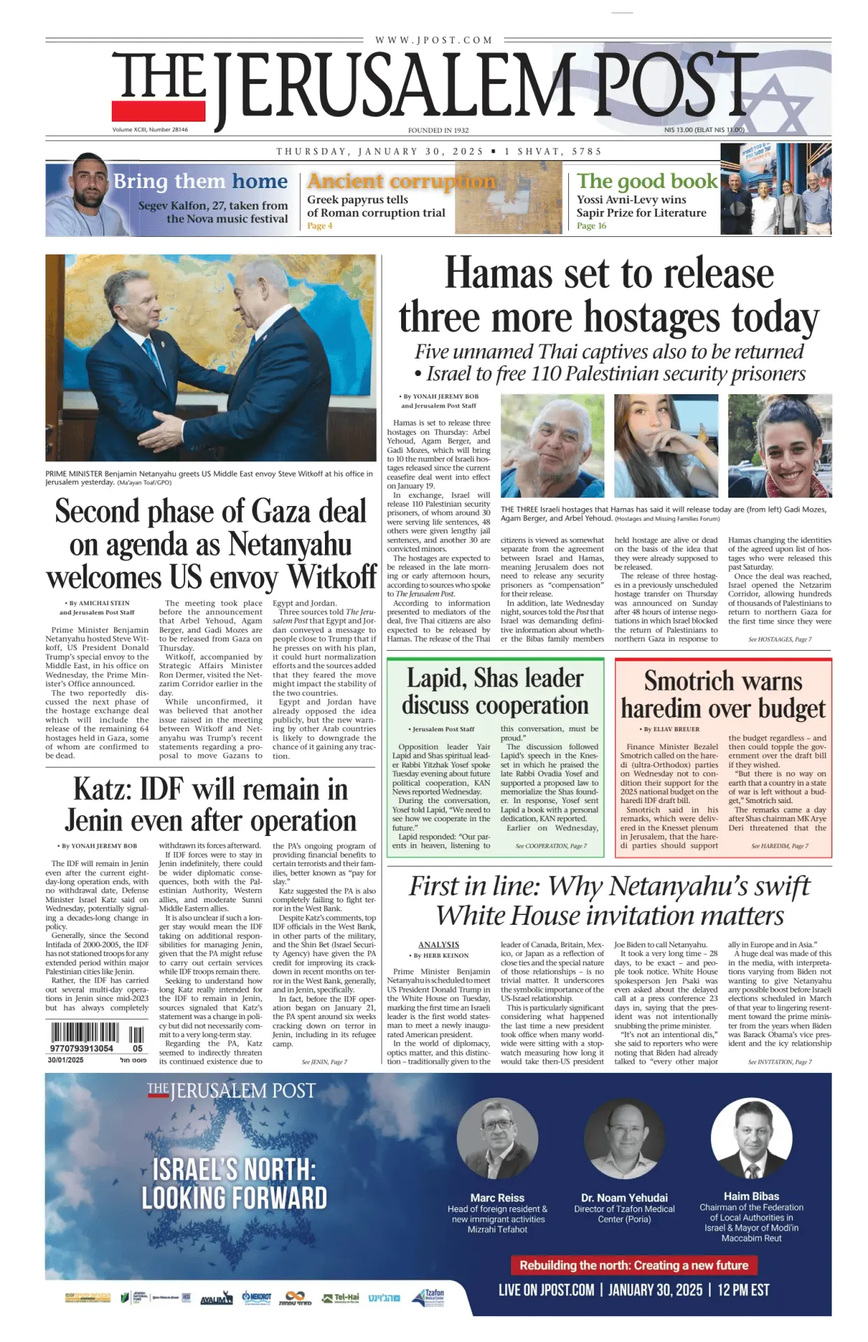 Prima-pagina-the jerusalem post-edizione-di-oggi-30-01-2025